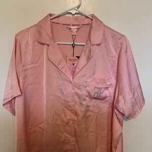 Juicy Couture Peach Satin Top with Rhinestone Detail